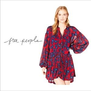 Free People Red Combo Love Letter Tunic Merlot